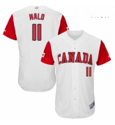 Mens Canada Baseball Majestic 11 Jonathan Malo White 2017 World Baseball Classic Authentic Team Jersey Mens Canada Baseball Majestic 11 Jonathan Malo White 2017 World Baseball Classic Authentic Team Jersey