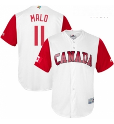 Mens Canada Baseball Majestic 11 Jonathan Malo White 2017 World Baseball Classic Replica Team Jersey Mens Canada Baseball Majestic 11 Jonathan Malo White 2017 World Baseball Classic Replica Team Jersey