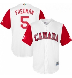 Mens Canada Baseball Majestic 5 Freddie Freeman White 2017 World Baseball Classic Replica Team Jersey Mens Canada Baseball Majestic 5 Freddie Freeman White 2017 World Baseball Classic Replica Team Jersey