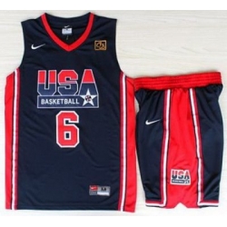USA Basketball 1992 Olympic Dream Team Blue Jerseys & Shorts Suits 6# Patrick Ewing