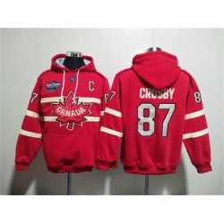 Men Team Canada 87 Sidney Crosby Red Ageless Must Have Lace Up Pullover Hoodie