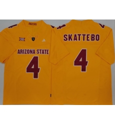 Men Arizona Sun Devils Yellow #4 Cam SKATTEBO White Stitched F U S E NCAA Jersey