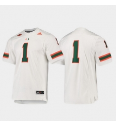 Men Miami Hurricanes 1 White Premier Football Jersey Men Miami Hurricanes 1 White Premier Football Jersey