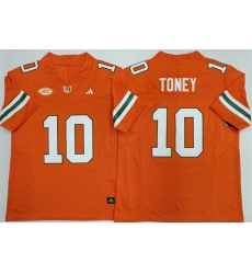 Men Miami Hurricanes 10 Malachi Toney Orange F U S E  2026Stitched Football Jersey