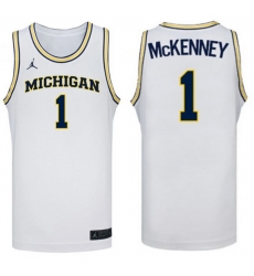 Men Michigan Wolverines Trey Mckenney White #1 NCAA Basketball Jersey