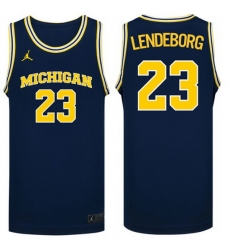 Men Michigan Wolverines Yaxel Lendeborg #23 Navy NCAA Basketball Jersey