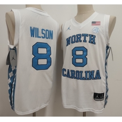 Men North Carolina #8 Caleb Wilson Basketball White Stitched Jersey