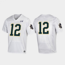 Men Notre Dame Fighting Irish 12 White Premier College Football Jersey