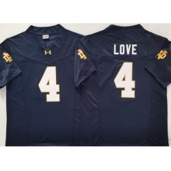 Men Notre Dame Fighting Irish #4 Love Navy Stitched NCAA Jersey