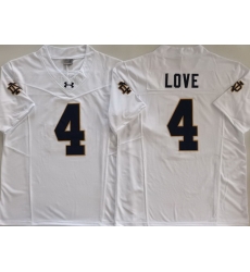 Men Notre Dame Fighting Irish #4 Love White Stitched NCAA Jersey Men Notre Dame Fighting Irish #4 Love White Stitched NCAA Jersey