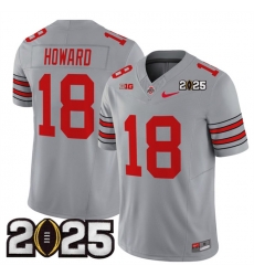 Men's Ohio State Buckeyes #18 Will Howard Grey 2025 CFP Final Patch F.U.S.E. Vapor Limited Stitched Football Jersey Men's Ohio State Buckeyes #18 Will Howard Grey 2025 CFP Final Patch F.U.S.E. Vapor Limited Stitched Football Jersey