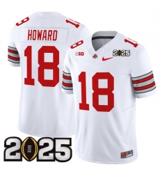 Men's Ohio State Buckeyes #18 Will Howard White 2025 CFP Final Patch F.U.S.E. Vapor Limited Stitched Football Jersey Men's Ohio State Buckeyes #18 Will Howard White 2025 CFP Final Patch F.U.S.E. Vapor Limited Stitched Football Jersey