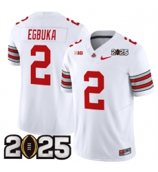 Men's Ohio State Buckeyes #2 Emeka Egbuka White 2025 CFP Final Patch F.U.S.E. Vapor Limited Stitched Football Jersey Men's Ohio State Buckeyes #2 Emeka Egbuka White 2025 CFP Final Patch F.U.S.E. Vapor Limited Stitched Football Jersey