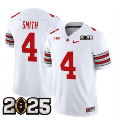 Men's Ohio State Buckeyes #4 Jeremiah Smith White 2025 CFP Final Patch F.U.S.E. Vapor Limited Stitched Football Jersey Men's Ohio State Buckeyes #4 Jeremiah Smith White 2025 CFP Final Patch F.U.S.E. Vapor Limited Stitched Football Jersey