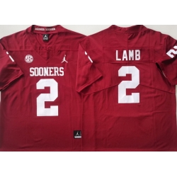 Men Oklahoma Sooners #2 CeeDee Lamb Red Stitched NCAA Jersey