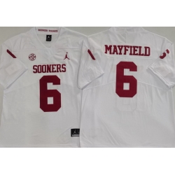 Men Oklahoma Sooners White #6 Baker Mayfield Stitched NCAA Jersey