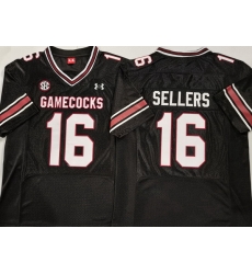 Men South Carolina Gamecock Black #16 LaNorris SELLERS Red Stitched NCAA Jersey Men South Carolina Gamecock Black #16 LaNorris SELLERS Red Stitched NCAA Jersey