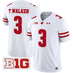 Men Youth Wisconsin Badgers 3 Tawee Walker White 2024 Vapor Limited Jersey All Stitched