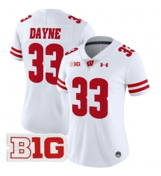 Women Wisconsin Badgers 33 Ron Dayne White 2024 Vapor Limited Jersey All Stitched