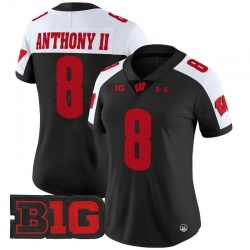 Women Wisconsin Badgers 8 Vinny Anthony II Black Alternate 2024 Vapor Limited Jersey All Stitched
