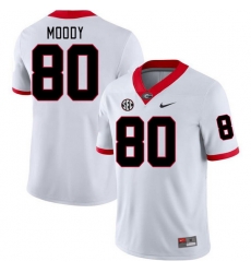 Men #80 Brandon Moody Georgia Bulldogs College Football Jerseys Stitched-White Men #80 Brandon Moody Georgia Bulldogs College Football Jerseys Stitched-White