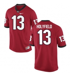 Men Georgia Bulldogs #13 Elijah Holyfield College Football Jerseys-Red Men Georgia Bulldogs #13 Elijah Holyfield College Football Jerseys-Red