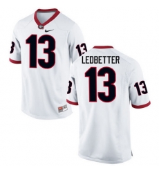 Men Georgia Bulldogs #13 Jonathan Ledbetter College Football Jerseys-White Men Georgia Bulldogs #13 Jonathan Ledbetter College Football Jerseys-White