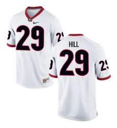 Men Georgia Bulldogs #29 Tim Hill College Football Jerseys-White Men Georgia Bulldogs #29 Tim Hill College Football Jerseys-White