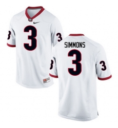 Men Georgia Bulldogs #3 Tyler Simmons College Football Jerseys-White Men Georgia Bulldogs #3 Tyler Simmons College Football Jerseys-White