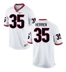 Men Georgia Bulldogs #35 Brian Herrien College Football Jerseys-White Men Georgia Bulldogs #35 Brian Herrien College Football Jerseys-White