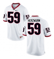 Men Georgia Bulldogs #59 Matthew Herzwurm College Football Jerseys-White Men Georgia Bulldogs #59 Matthew Herzwurm College Football Jerseys-White