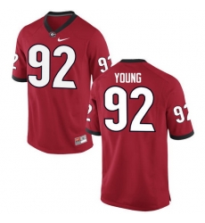 Men Georgia Bulldogs #92 Justin Young College Football Jerseys-Red Men Georgia Bulldogs #92 Justin Young College Football Jerseys-Red