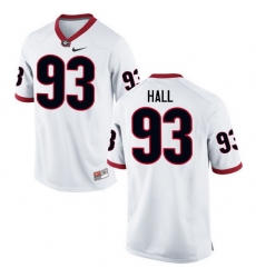 Men Georgia Bulldogs #93 Carson Hall College Football Jerseys-White Men Georgia Bulldogs #93 Carson Hall College Football Jerseys-White