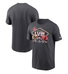 Men Anthracite Kansas City Chiefs Vs San Francisco 49ers Super Bowl LVIII Matchup T Shirts Men Anthracite Kansas City Chiefs Vs San Francisco 49ers Super Bowl LVIII Matchup T Shirts