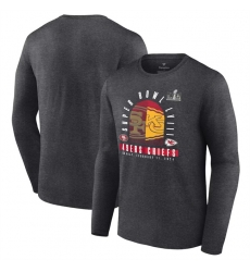 Men Heather Charcoal Kansas City Chiefs Vs San Francisco 49ers Super Bowl LVIII Matchup Final Battle Long Sleeve T Shirt Men Heather Charcoal Kansas City Chiefs Vs San Francisco 49ers Super Bowl LVIII Matchup Final Battle Long Sleeve T Shirt