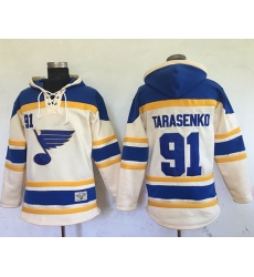 Men St.Louis Blues 91 Vladimir Tarasenko Cream Sawyer Hooded Sweatshirt Stitched NHL Jersey Men St.Louis Blues 91 Vladimir Tarasenko Cream Sawyer Hooded Sweatshirt Stitched NHL Jersey