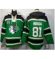 Chicago Blackhawks 81 Marian Hossa Green Lace-Up Hoodies Chicago Blackhawks 81 Marian Hossa Green Lace-Up Hoodies