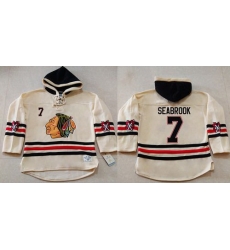Men Chicago Blackhawks 7 Brent Seabrook Cream Heavyweight Pullover Hoodie Stitched NHL Jersey Men Chicago Blackhawks 7 Brent Seabrook Cream Heavyweight Pullover Hoodie Stitched NHL Jersey