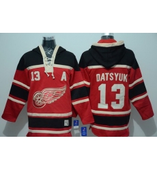 Men Detroit Red Wings 13 Pavel Datsyuk Red Sawyer Hooded Sweatshirt Stitched NHL Jersey Men Detroit Red Wings 13 Pavel Datsyuk Red Sawyer Hooded Sweatshirt Stitched NHL Jersey