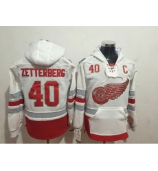 Men Detroit Red Wings 40 Henrik Zetterberg White All Stitched Hooded Sweatshirt Men Detroit Red Wings 40 Henrik Zetterberg White All Stitched Hooded Sweatshirt