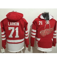 Men Detroit Red Wings 71 Dylan Larkin Red Name  26 Number Pullover NHL Hoodie