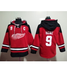 Men Detroit Red Wings #9 Gordie Howe Red Stitched Hoody Men Detroit Red Wings #9 Gordie Howe Red Stitched Hoody