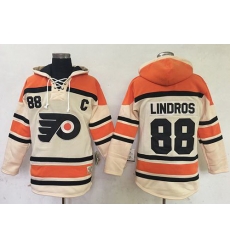 Men Philadelphia Flyers 88 Eric Lindros Cream Sawyer Hooded Sweatshirt Stitched NHL Jersey Men Philadelphia Flyers 88 Eric Lindros Cream Sawyer Hooded Sweatshirt Stitched NHL Jersey