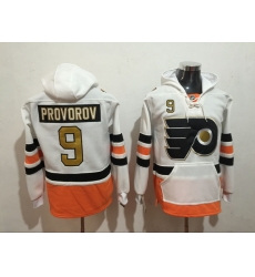 Men's Philadelphia Flyers 9 Ivan Provorov White Stitched Hoody Men's Philadelphia Flyers 9 Ivan Provorov White Stitched Hoody