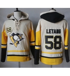 Men Pittsburgh Penguins 58 Kris Letang Cream Gold Sawyer Hooded Sweatshirt Stitched NHL Jersey Men Pittsburgh Penguins 58 Kris Letang Cream Gold Sawyer Hooded Sweatshirt Stitched NHL Jersey