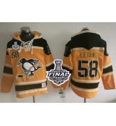 Men Pittsburgh Penguins 58 Kris Letang Gold Sawyer Hooded Sweatshirt 2017 Stanley Cup Finals Champions Stitched NHL Jersey Men Pittsburgh Penguins 58 Kris Letang Gold Sawyer Hooded Sweatshirt 2017 Stanley Cup Finals Champions Stitched NHL Jersey