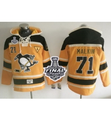 Men Pittsburgh Penguins 71 Evgeni Malkin Gold Sawyer Hooded Sweatshirt 2017 Stanley Cup Final Patch Stitched NHL Jersey Men Pittsburgh Penguins 71 Evgeni Malkin Gold Sawyer Hooded Sweatshirt 2017 Stanley Cup Final Patch Stitched NHL Jersey