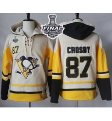 Men Pittsburgh Penguins 87 Sidney Crosby Cream Gold Sawyer Hooded Sweatshirt 2017 Stanley Cup Final Patch Stitched NHL Jersey Men Pittsburgh Penguins 87 Sidney Crosby Cream Gold Sawyer Hooded Sweatshirt 2017 Stanley Cup Final Patch Stitched NHL Jersey