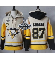Men Pittsburgh Penguins 87 Sidney Crosby Cream Gold Sawyer Hooded Sweatshirt 2017 Stanley Cup Finals Champions Stitched NHL Jersey Men Pittsburgh Penguins 87 Sidney Crosby Cream Gold Sawyer Hooded Sweatshirt 2017 Stanley Cup Finals Champions Stitched NHL Jersey