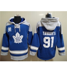 Men's Toronto Maple Leafs #91 John Tavares Blue Ageless Must-Have Lace-Up Pullover Hoodie Men's Toronto Maple Leafs #91 John Tavares Blue Ageless Must-Have Lace-Up Pullover Hoodie